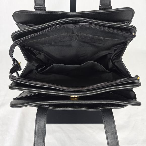 Hillard & Hansen Leather Shoulder Bag Black Card Holder Snap & Zipper Closures - Picture 8 of 16